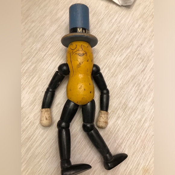 Antique Mr. 🥜 🎩 Mr. Peanut Reticulated Wooden Toy Top Hat Vintage 🎩🥜 - Picture 8 of 9